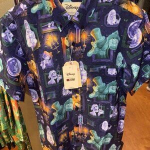 2025 Disney Parks RSVLTS Haunted Mansion Shirt Navy Button Up Ghosts